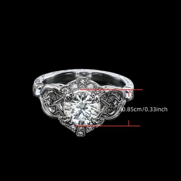 NEW Women's Ring White Zircon Bold Silver Stainless Steel Ring GORGEOUS - Picture 6 of 8